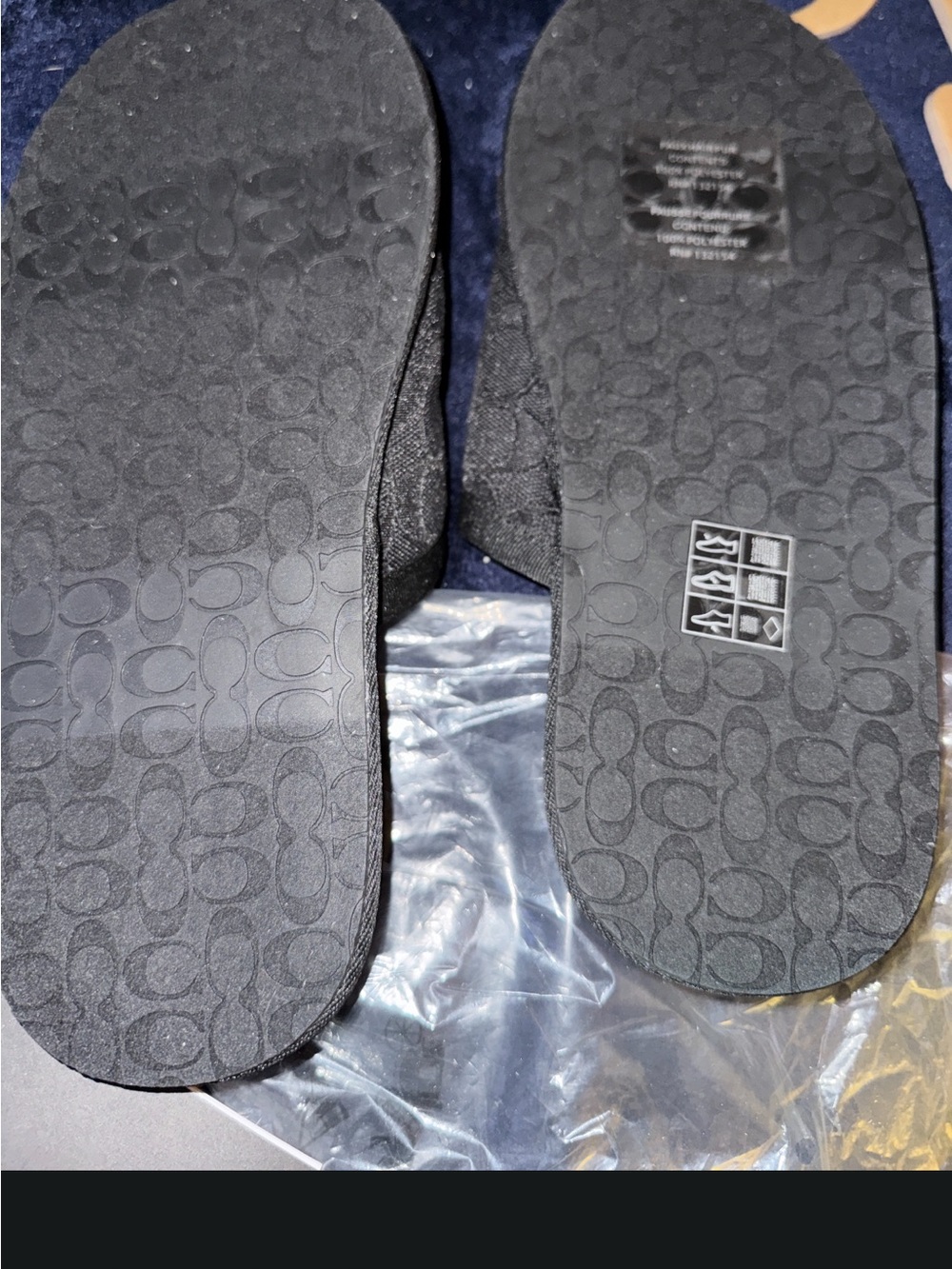 NWT Coach Men’s Black Signature Slip-On Slippers sz8 - Picture 6 of 10